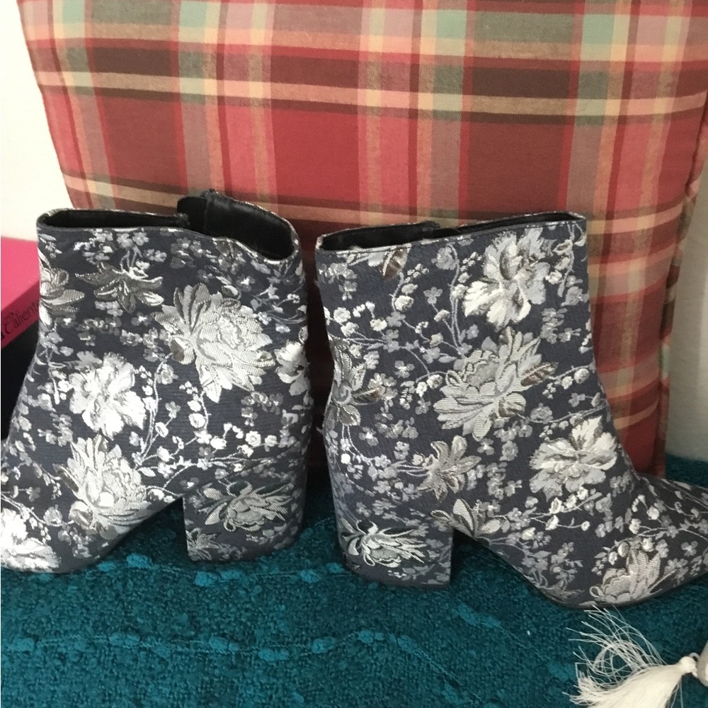 Silver and Blue Ankle Boots